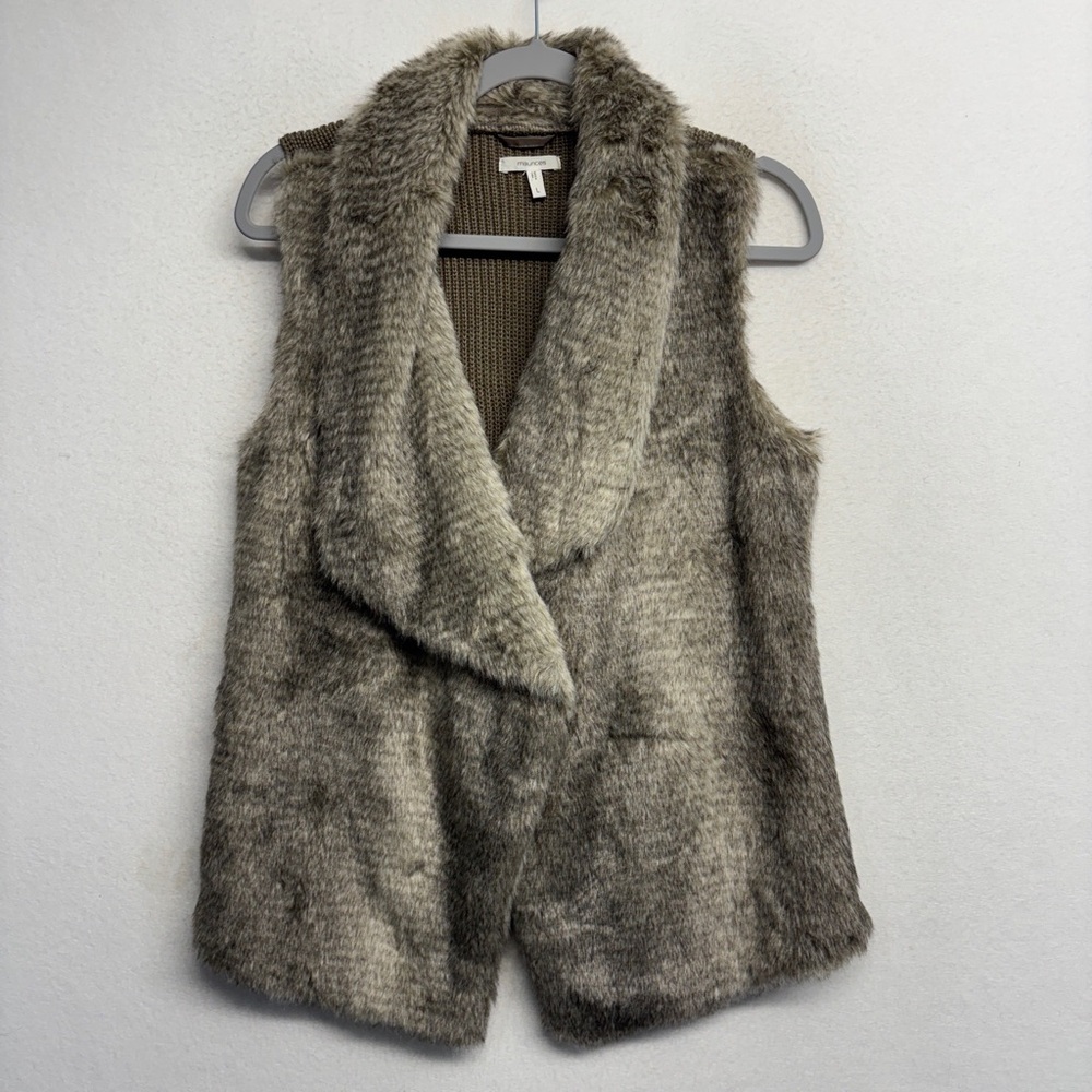 maurices Faux‎ fur Vest L Tan Brown